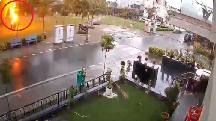 FUERTE VIDEO: Trueno le cae encima a cuatro jardineros; uno perdió la vida