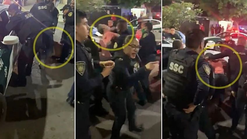 Abuso policial en Iztapalapa: Con patadas y golpes, oficiales someten a un par de hombres
