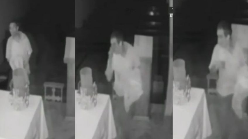 VIDEO: Ladrón roba a Iglesia en Edomex; antes de hurtar se persignó en el altar