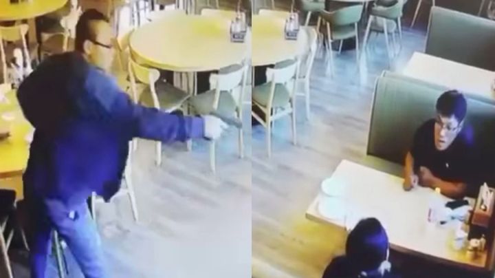 FUERTE VIDEO: ¡A sangre fría! Irrumpe en restaurante y ejecuta a tiros a su esposa y a su amigo