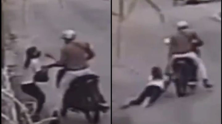 VIDEO: Mujer es arrastrada por una moto en medio de un asalto en Campeche