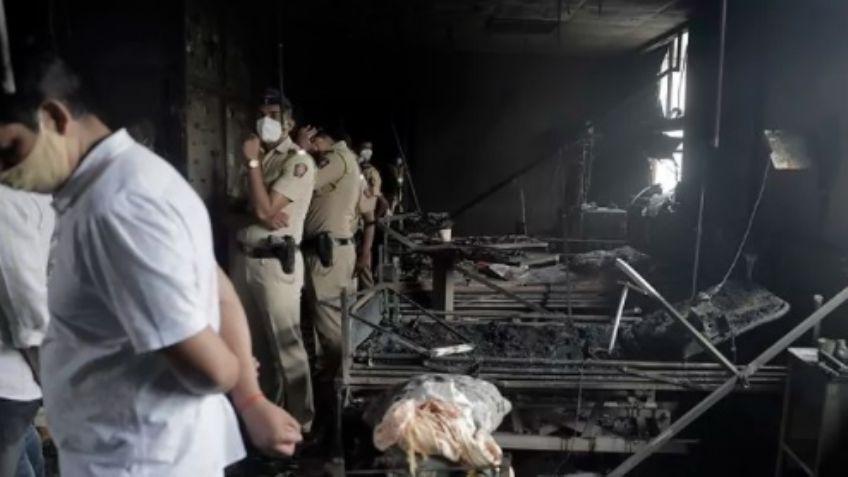 Mueren 13 pacientes Covid-19 en trágico incendio de un hospital en la India