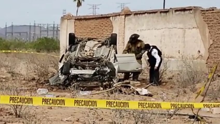 Desafortunado final: Vuelca y muere calcinado dentro de su auto a las afueras de Guaymas