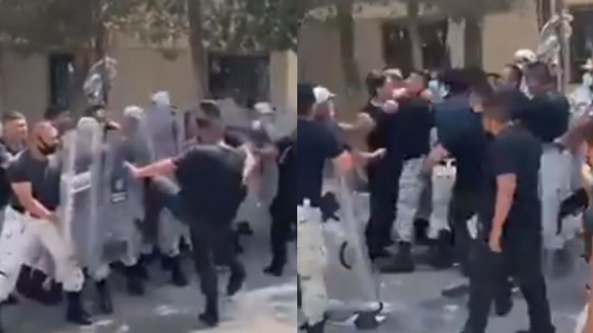 VIDEO: ¡Se sale de control! Práctica de la Guardia Nacional termina en brutal riña