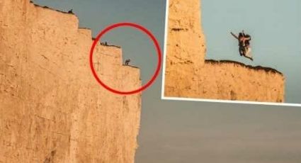 ¡De no creerse! Captan a 2 mujeres arriesgando su vida por una foto a 120 metros de altura
