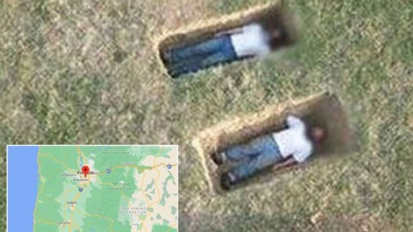 Captan una escalofriante foto con Google Maps de cuerpos dentro de una tumba
