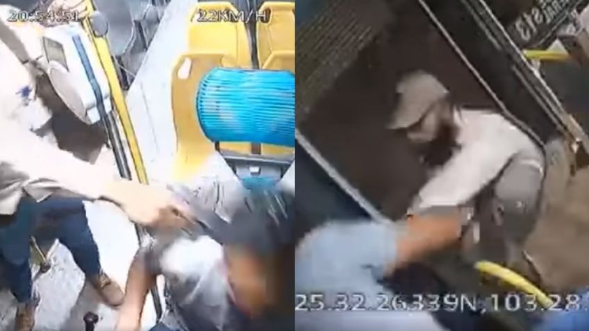 VIDEO: Un chofer se defiende de un asalto en Coahuila; empujó al ratero fuera del camión