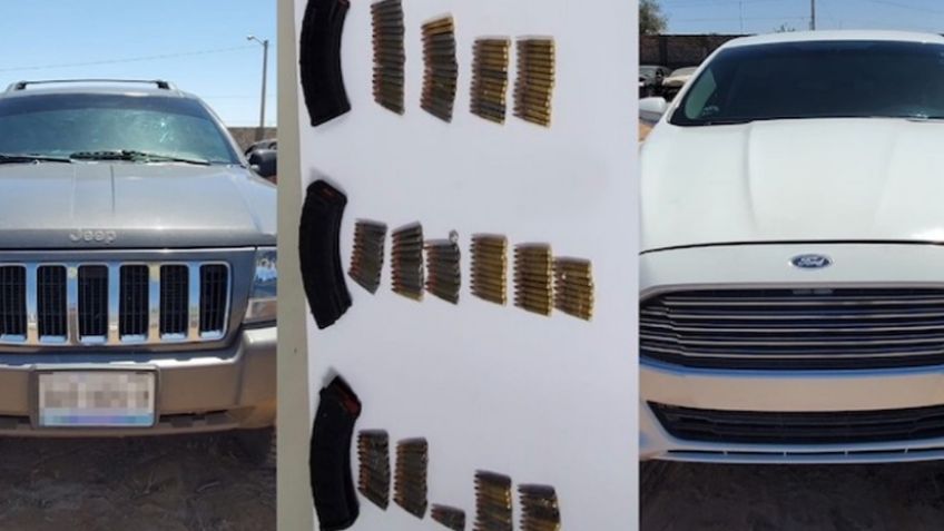 Descubren cuatro autos abandonados al norte de Sonora; contenían 204 cartuchos de arma larga