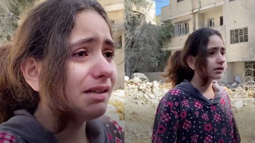 En los escombros, Nadine de 10 años llora y suplica parar ataques en Gaza; padre ve morir a sus 4 hijos