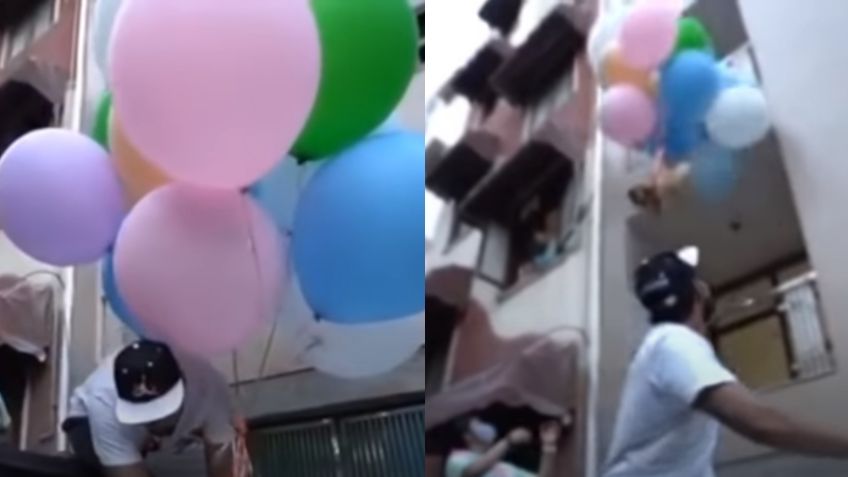 VIDEO: Youtuber hizo flotar a su 'perrita' con globos; autoridades indias lo detuvieron