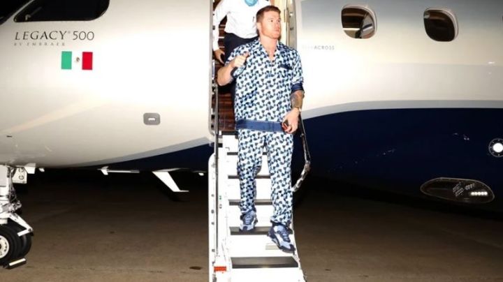 'Canelo' Álvarez presume lujosa pijama en su llegada a Texas para pelea ante Saunders