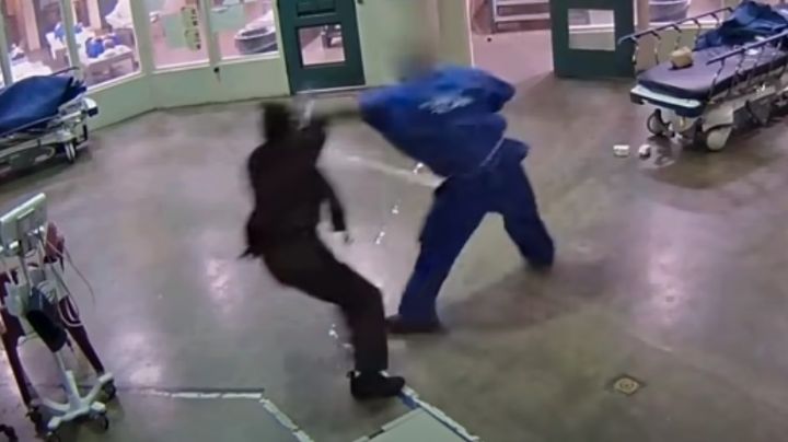 VIDEO: Momento en el que un recluso golpea a una guardia de prisión en Los Ángeles