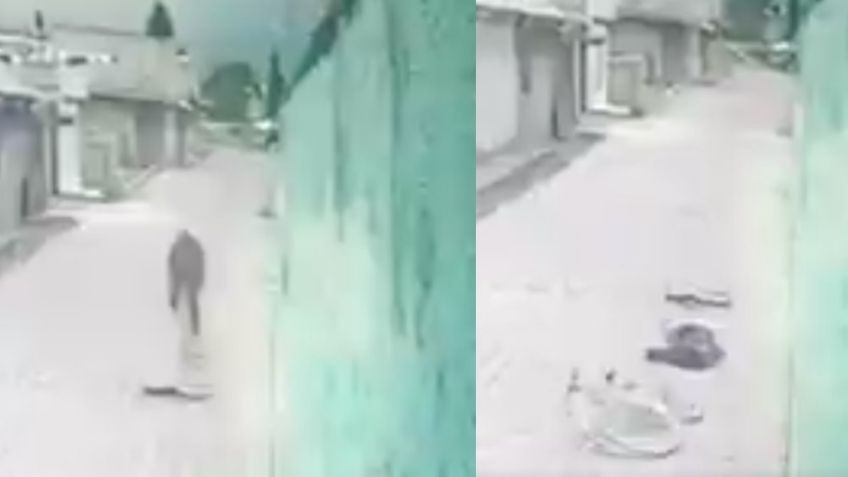 FUERTE VIDEO: Abraham nunca llegó a casa; cae en bache, se golpea en la cabeza y muere