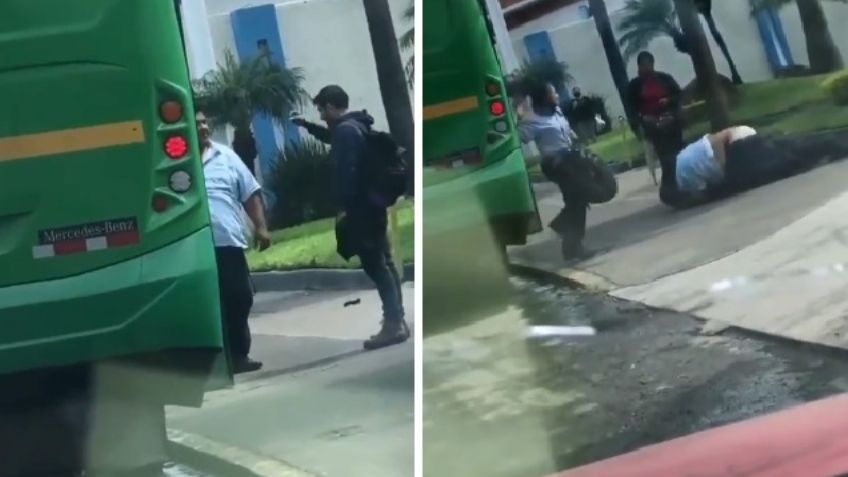 FUERTE VIDEO: Chofer de Jalisco agarra a golpes a pasajero; lo tiró al suelo frente a personas