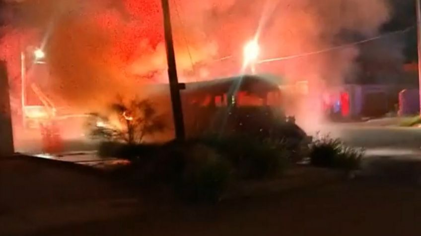 ¡De no creerse! En plena madrugada, camión de transporte arde en llamas en Ciudad Obregón