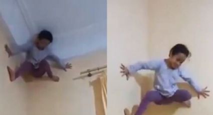 VIDEO: ¡Igual que 'Spiderman'! Una niña impacta a Twitter al escalar una pared sólo con sus manos
