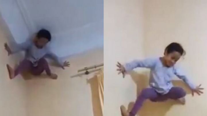 VIDEO: ¡Igual que 'Spiderman'! Una niña impacta a Twitter al escalar una pared sólo con sus manos