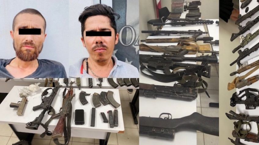 Capturan a dos presuntos sicarios en San Luis Río Colorado; llevaban todo un arsenal