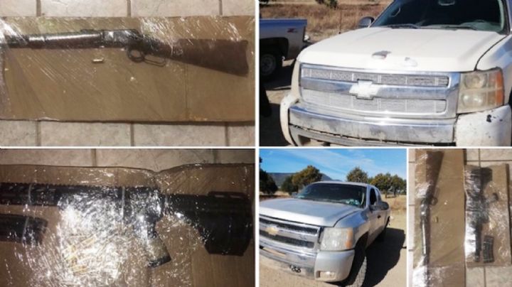 Encuentran dos camionetas abandonadas en sierra de Sonora; contenían dos armas largas