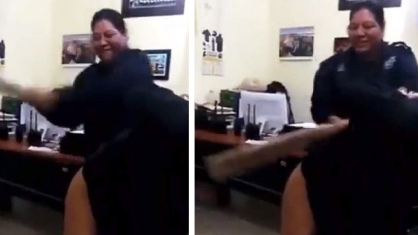 VIDEO: Denuncian a mujer policía por dar 'tablazos' a sujeto detenido en Veracruz