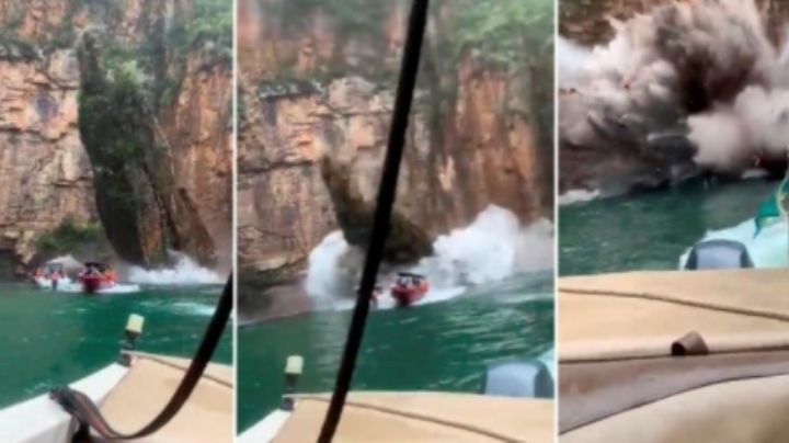 Montaña se derrumba en Brasil; cae sobre varias lanchas turísticas y mueren 6 personas
