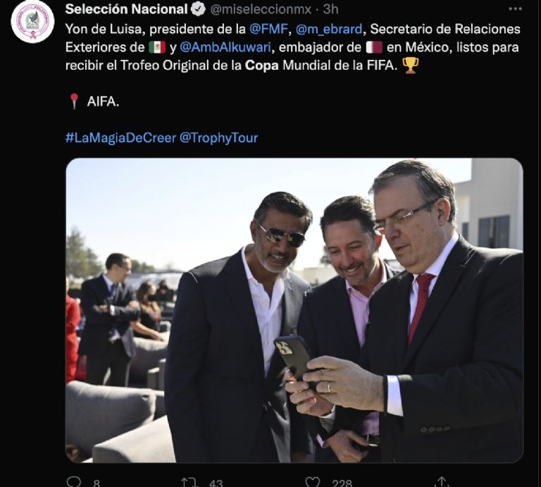 Llega la Copa del Mundial a México. Foto: Twitter