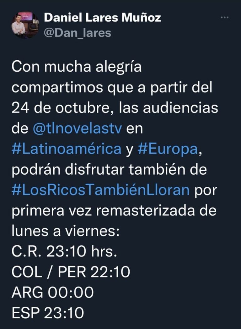 Anuncian el reestreno de 'Los Ricos También Lloran'