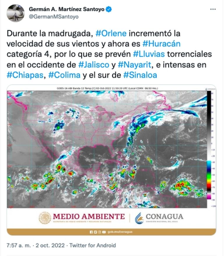 Huracán Orlene 