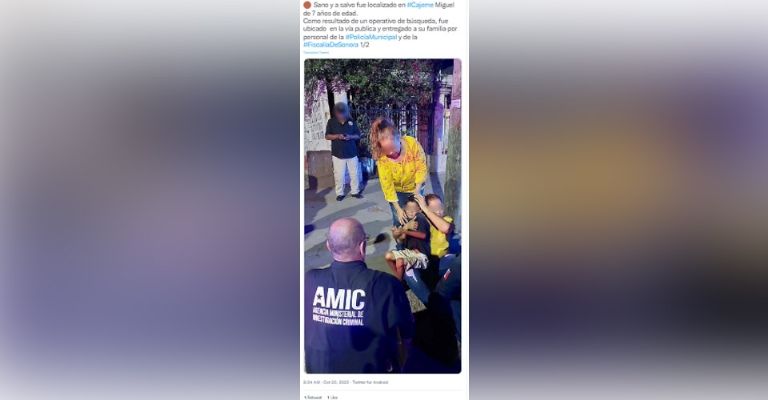 Menor es localizado sano y salvo