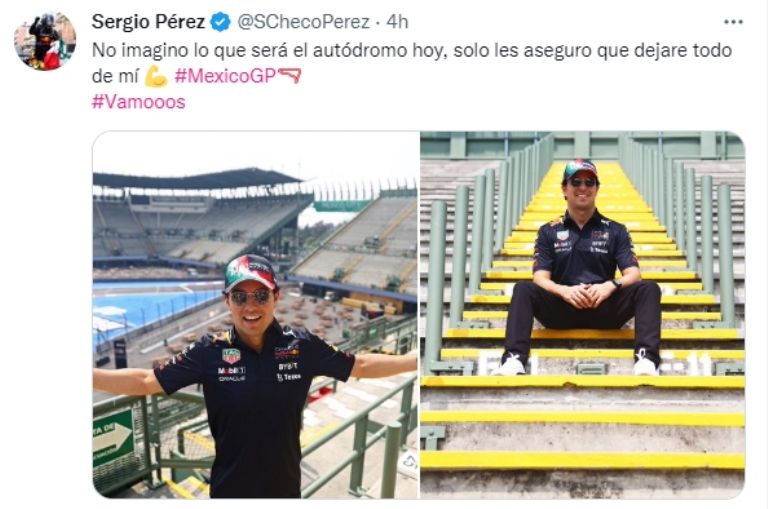 'Checo' Pérez envía mensaje previo al GP de México. Foto: Twitter