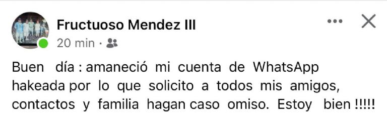 Hackean al funcionario Fructuoso Méndez. Foto: Facebook