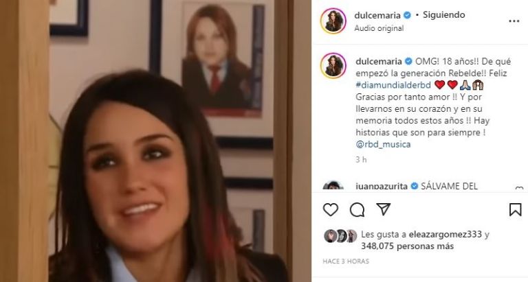 Publicación de Dulce María 