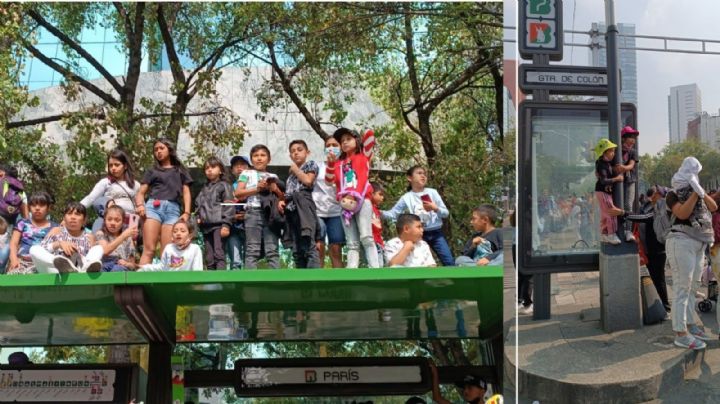 Capitalinos dañan estaciones del Metrobús durante desfile navideño en Reforma