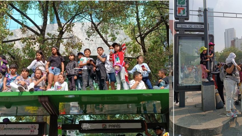 Capitalinos dañan estaciones del Metrobús durante desfile navideño en Reforma