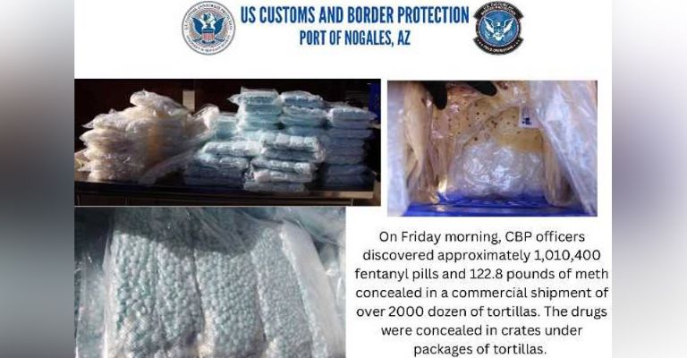 Oculto entre tortillas de harina, autoridades encuentran grandes dosis de fentanilo en Nogales
