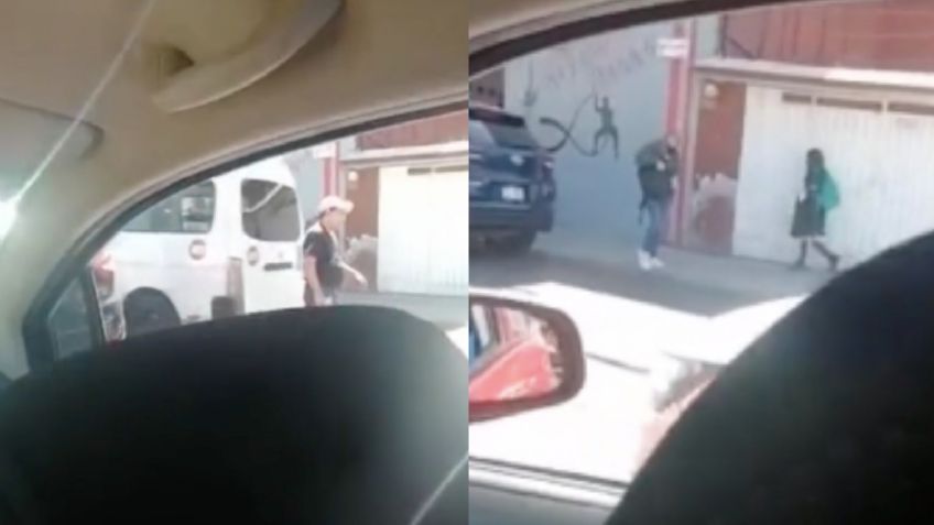 (VIDEO) "¿Se la quería llevar, no?": Captan a 'combi' en el Edomex evitar que pasajera descienda