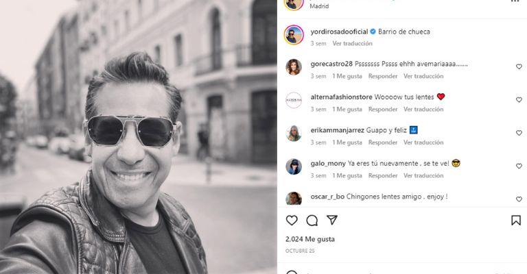 Yordi Rosado en Instagram