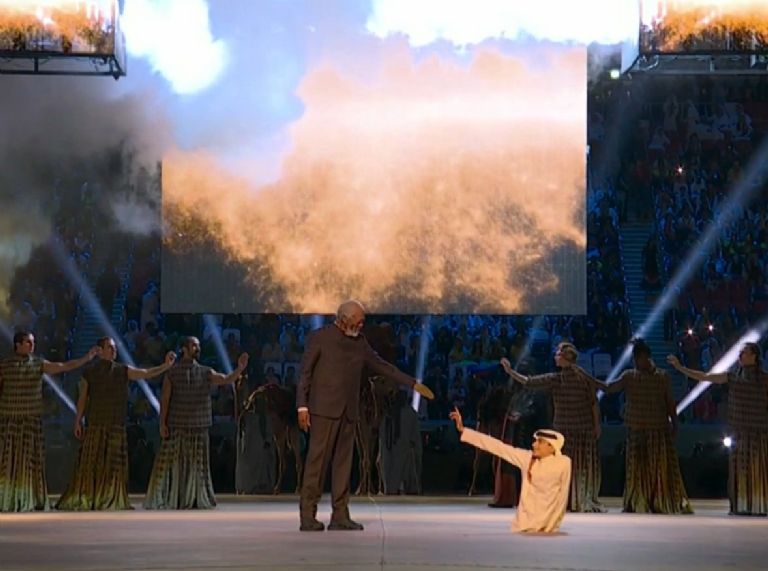 Morgan Freeman en la inauguración de la Copa del Mundo. Foto: Twitter