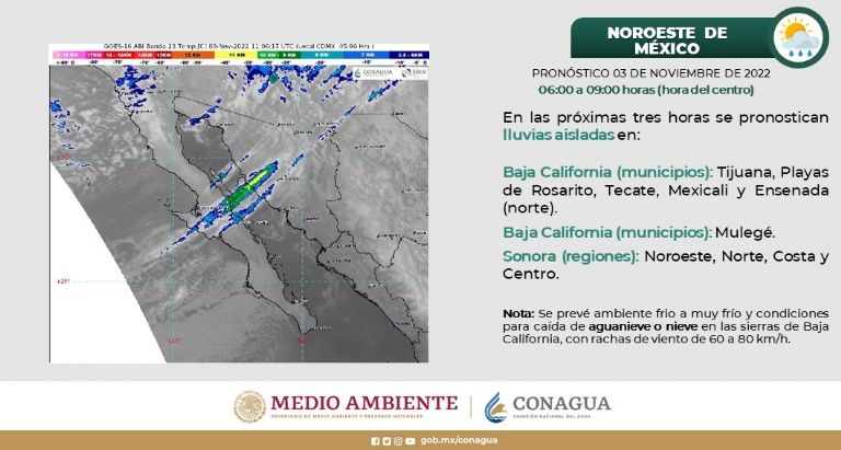 Habrán chubascos en Sonora este jueves. Foto: Conagua