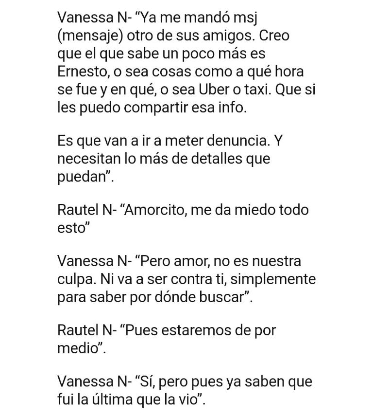 Filtran mensajes de Vannesa y Rautel para ocultar muerte de Ariadna Fernanda. Foto: Internet