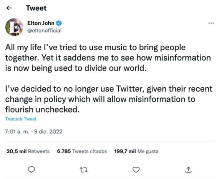 Elton John sale de Twitter
