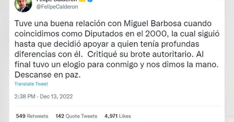 Felipe Calderón reacciona al respecto