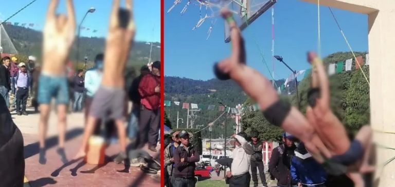 Civiles golpearon y quemaron a supuestos delincuentes en Chiapas. Foto: Twitter