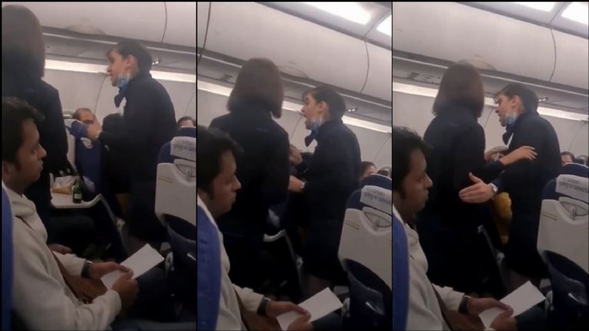 (VIDEO) Le colmó la paciencia: Aeromoza estalla contra pasajero en pleno vuelo y lo manda a callar