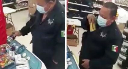 VIDEO: Exhiben en redes a policía por robar productos en supermercado de Tabasco