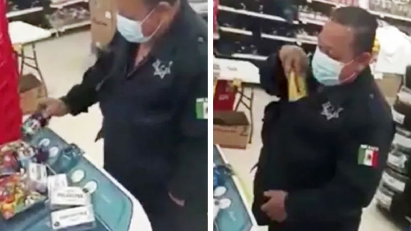 VIDEO: Exhiben en redes a policía por robar productos en supermercado de Tabasco