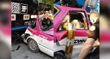 CDMX: Por intentar ganarle el paso, Tren Ligero aplasta taxi y cobra la vida de una pasajera