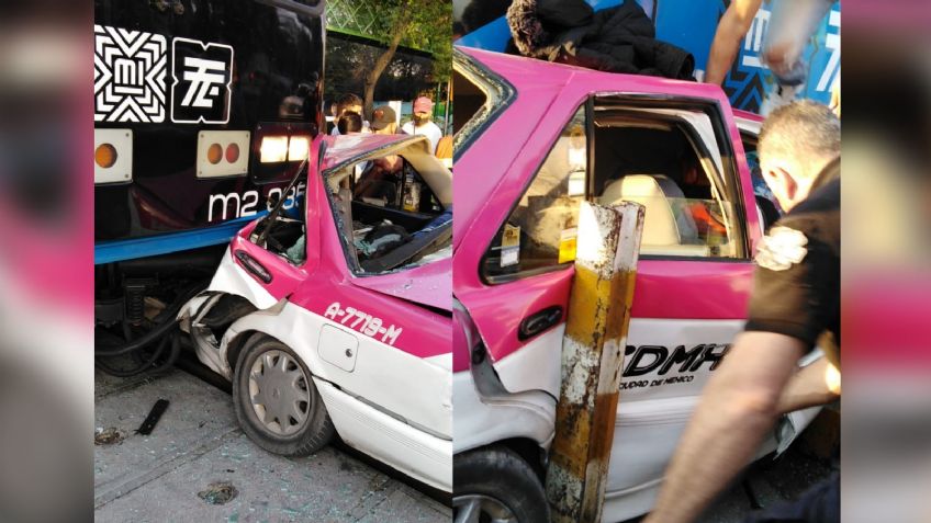 CDMX: Por intentar ganarle el paso, Tren Ligero aplasta taxi y cobra la vida de una pasajera