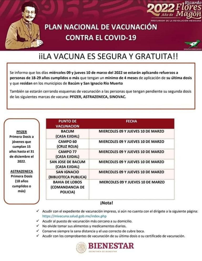 En la imagen, convocatoria para recibir vacuna de refuerzo
