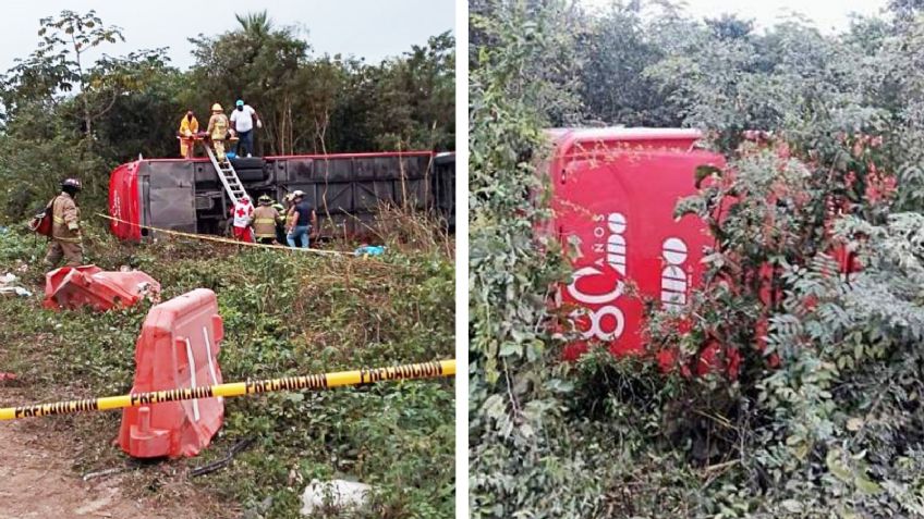 sube cifra a 10 muertos y 15 heridos tras volcadura de autobús en carretera de Quintana Roo